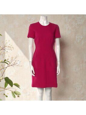 LANVIN Pink Silk Blend Crewneck Zip Back Dress Size US 4